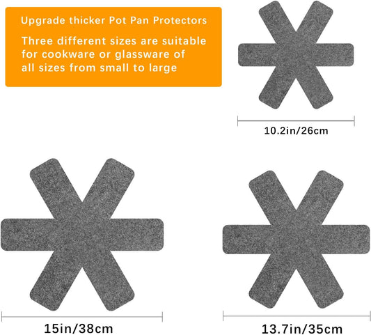 Pan Protectors for Stacking,Set of 18 and 3 Different Size, pan separators Protectors,Pot Protectors Stacking,Pot Pads Anti-Slip to Avoid Scratching or Marring When Stacking