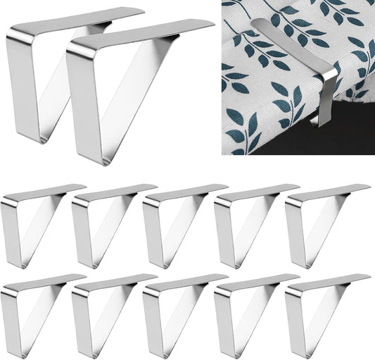 ZUFECY 12 Pack Tablecloth Clips, Stainless Steel Picnic Table Clips, Waterproof Table Cloth Cover Clamps, Table Edge Holders for Indoor Outdoor, Wedding, Graduation, Daily Household Use
