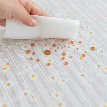 Rectangular Cotton Oil Proof Table Cloth Rectangle Tablecloth Fabric Waterproof for Kitchen Dining Farmhouse Outdoor Printed Daisy Floral 55x70inch,4-6 Seats,White