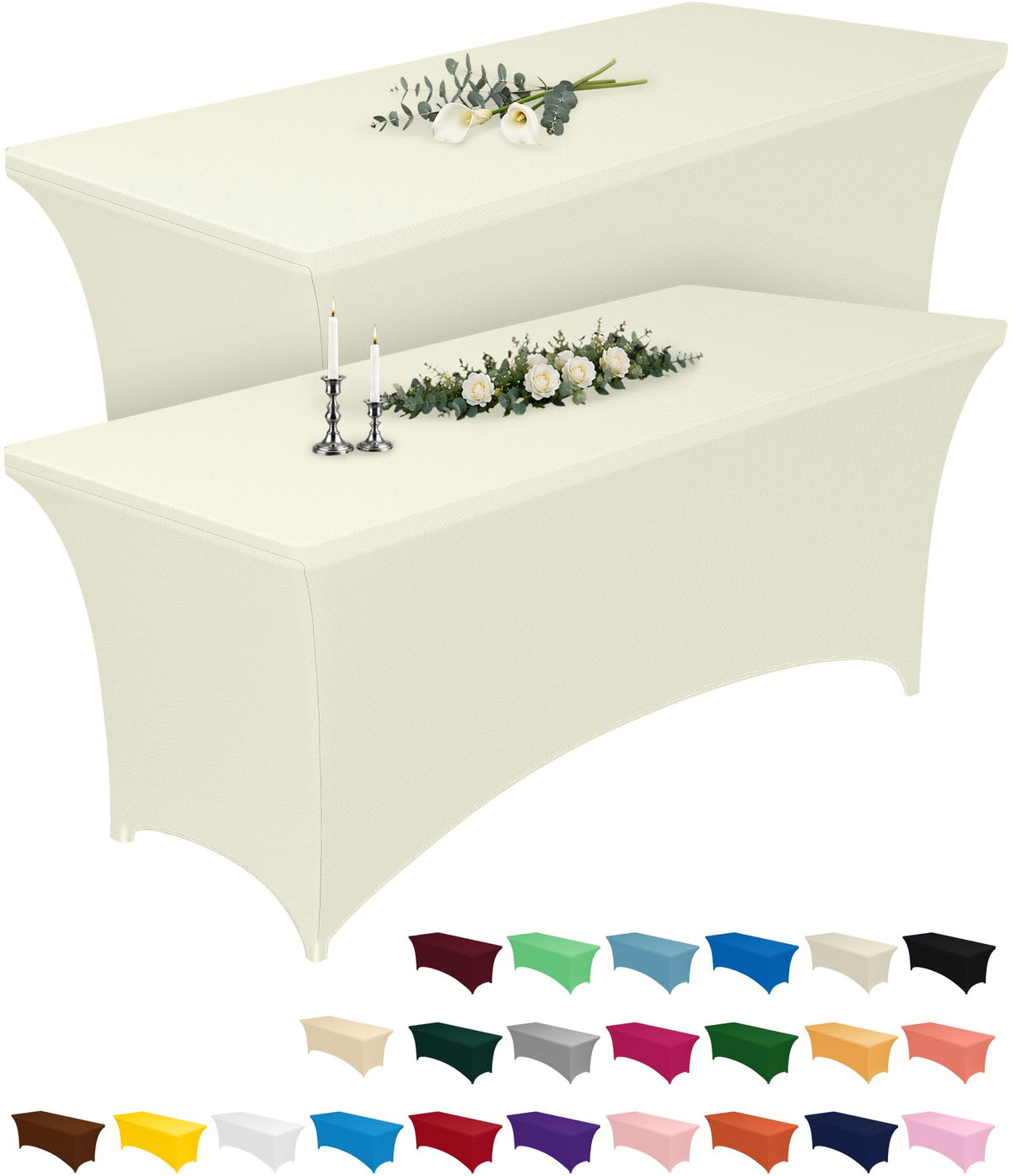 Pureegg Spandex Tablecloth 6ft 2 Pack Black