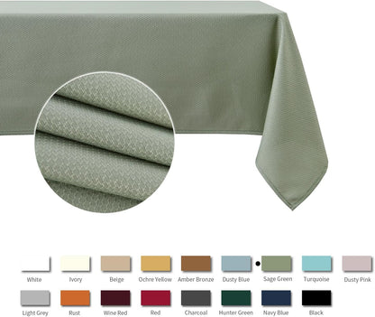 maxmill Rectangle Textured Tablecloth Waterproof Spillproof Wrinkle Free Table Cloth, Kitchen Dining Tabletop Decoration, Fabric Table Cover for Outdoor and Indoor Use, 52 x 70 Inch, Sage Green