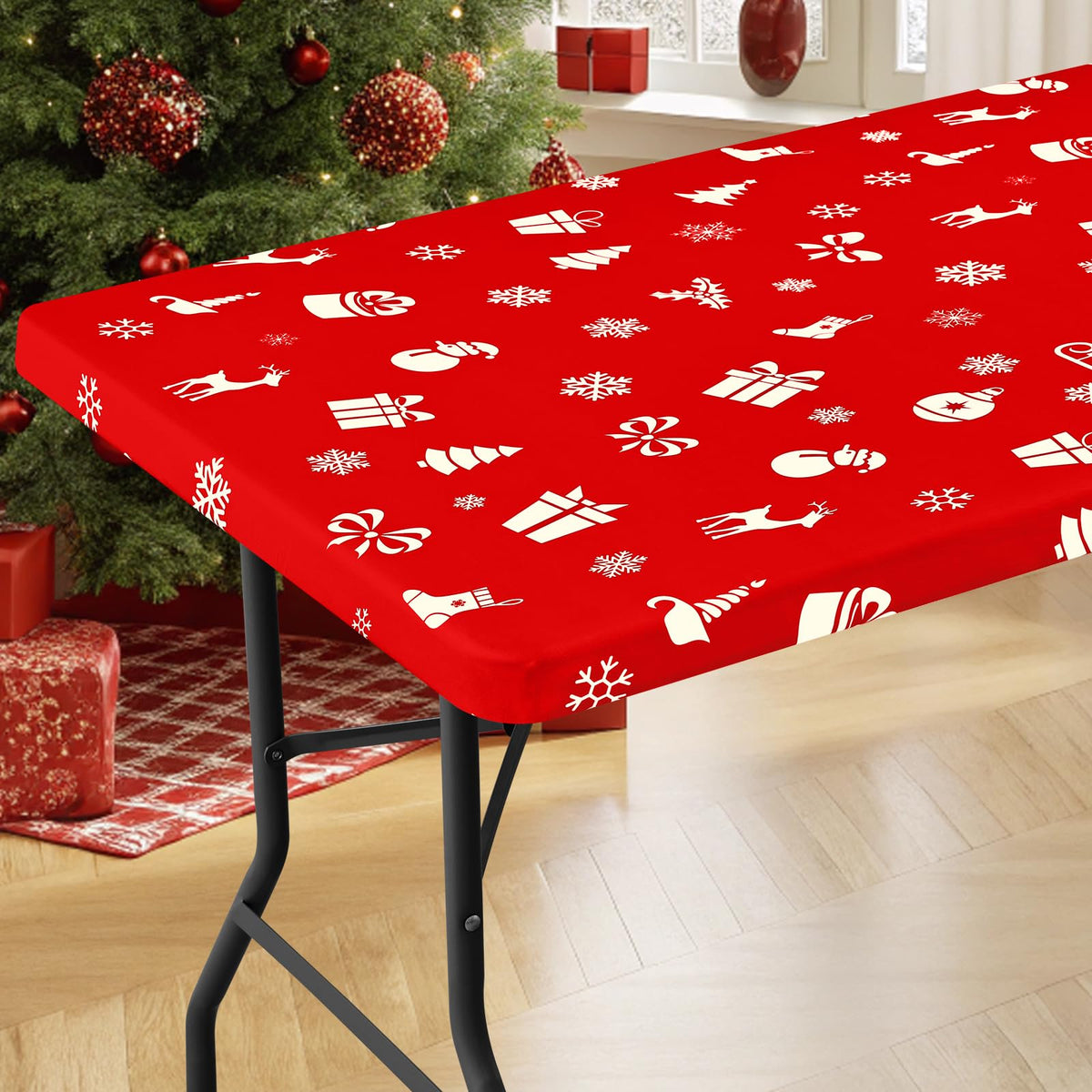 Moosfor Rectangle Spandex Fitted Table Cloth, 6FT Elastic Tablecloth
