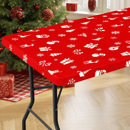 Moosfor Rectangle Spandex Fitted Table Cloth, 6FT Elastic Tablecloth
