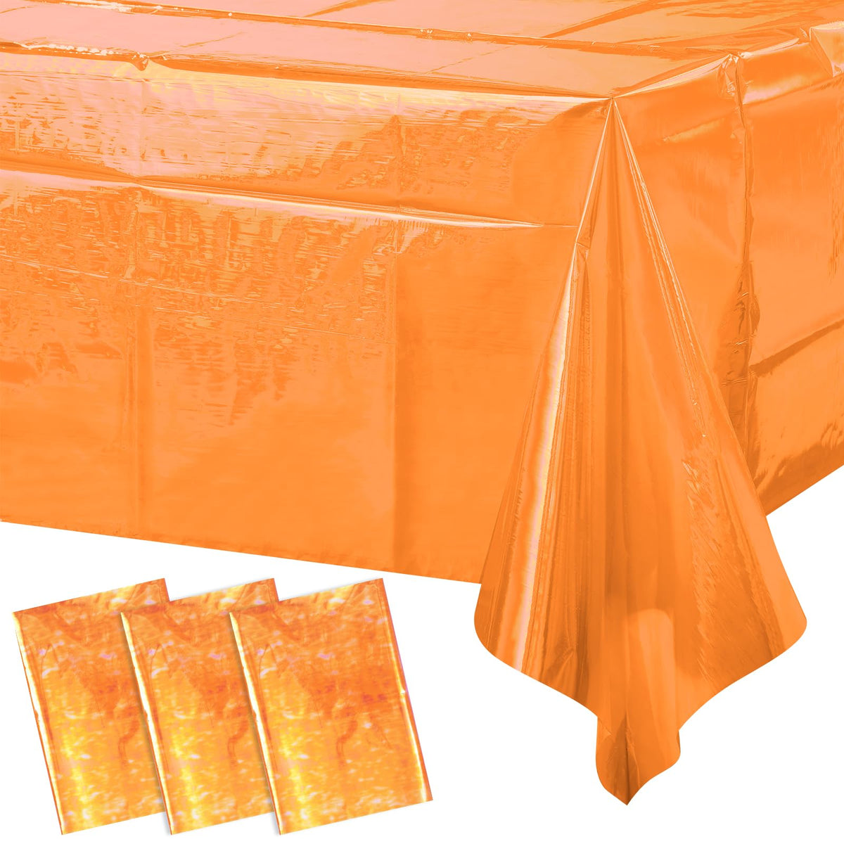FunnyPars 4 Pack Iridescent Plastic Tablecloths, Disposable Table Covers