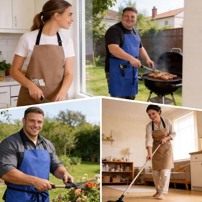 2 Pack Kitchen Aprons, Waterproof and Oil Resistant with 2 Pockets, Adjustable Neck Strap for Chef Apron