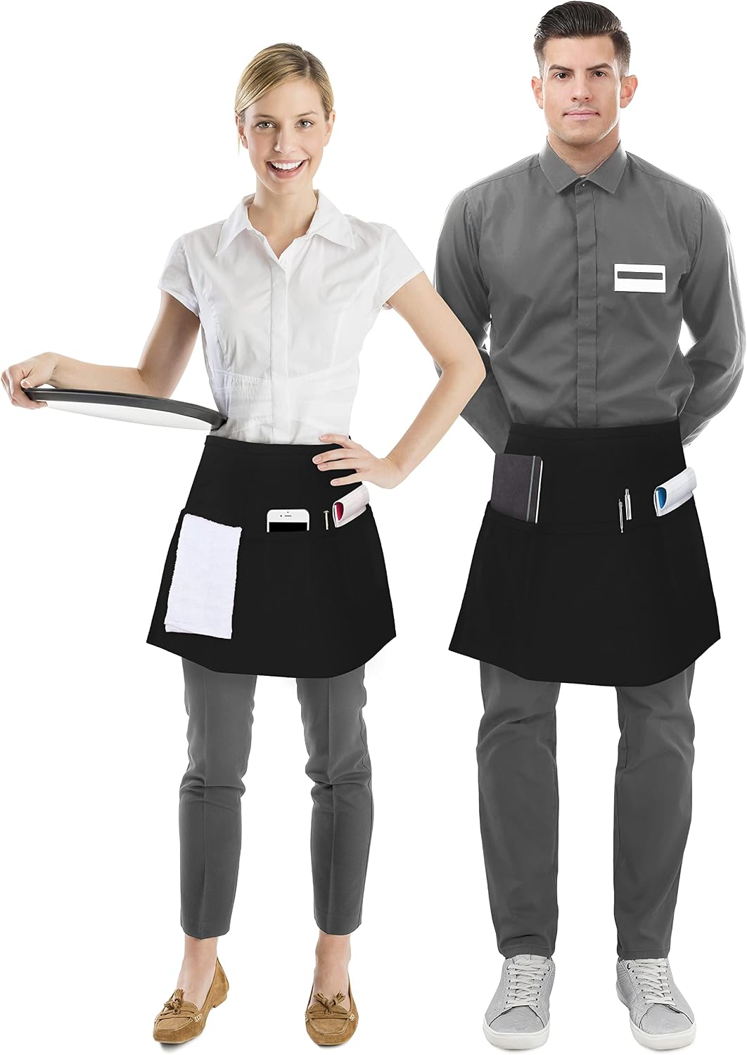 Utopia Wear Server Waist Aprons 12 Pack with 3 Pockets 100% Polyester