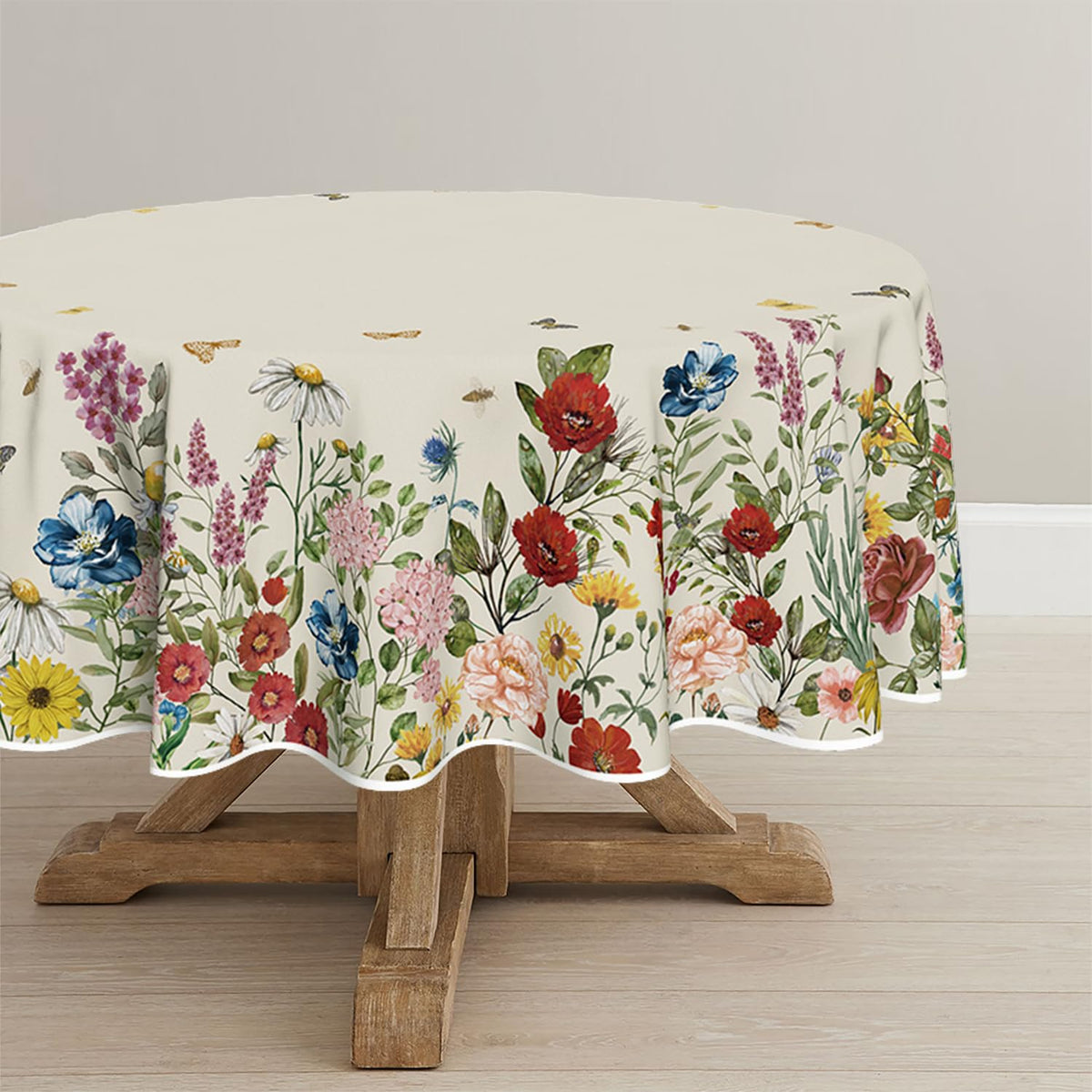 Horaldaily Spring Tablecloth 60 x 120 Inch Rectangular Flowers Brown