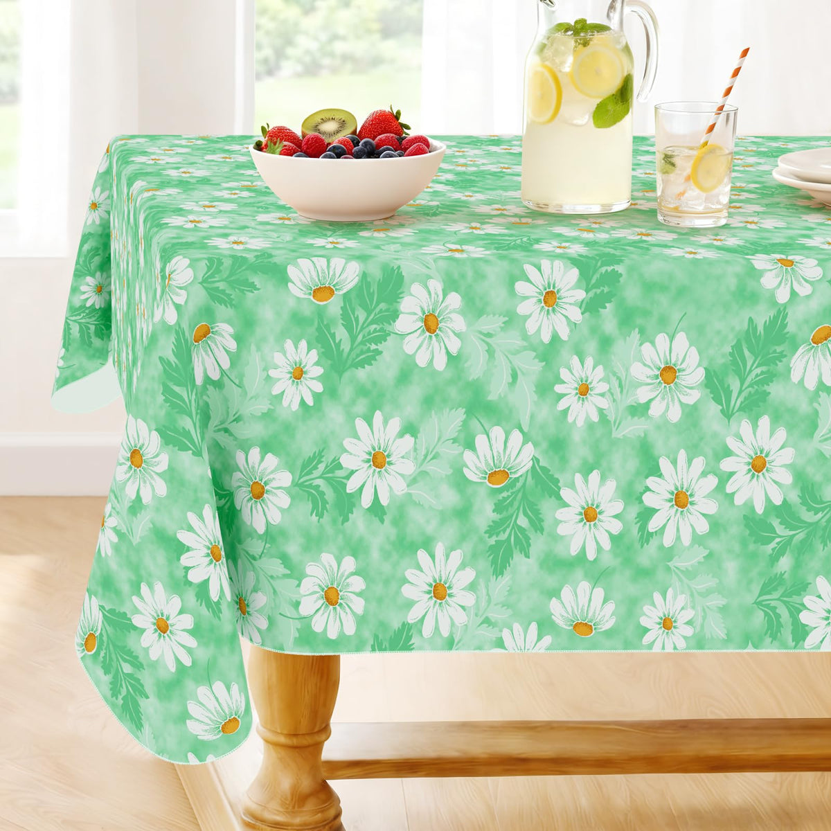 Smiry Rectangle Table Cloth, Waterproof Vinyl Tablecloths with Flannel Backing, Wipeable Spillproof Plastic Table Cover for Dining, Indoor and Outdoor (Champagne, 60 "x 84")
