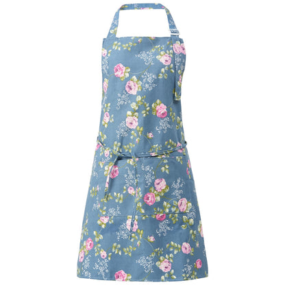 DILLMAN Aprons for Women with Pockets Cotton Linen Cooking Kitchen Baking Soft Durable Floral Gardening Apron