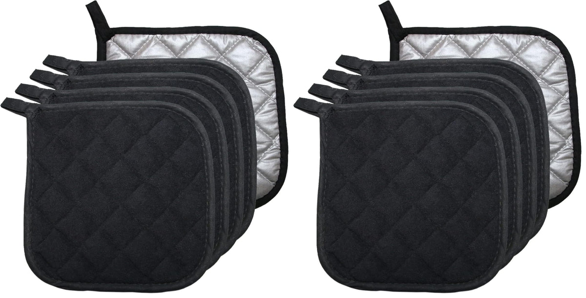 5 PCS Pot Holders for Kitchen, Cotton Potholers with Great Heat Resistance, Hot Pads, Trivets for Cooking and Baking Black