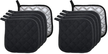 5 PCS Pot Holders for Kitchen, Cotton Potholers with Great Heat Resistance, Hot Pads, Trivets for Cooking and Baking Black