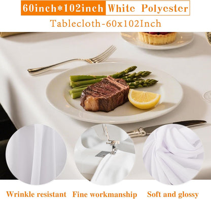 DRESSMAKER 2 Pack White Table Cloth Rectangle 60X102 Inch Fit 6FT Table