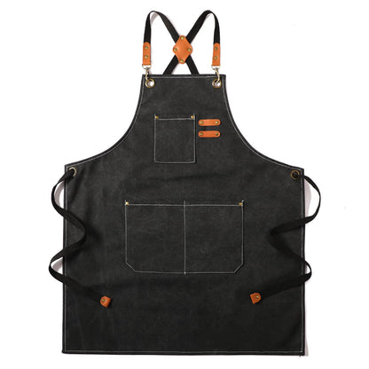 Tosewever Canvas Cross Back Chef Cotton Aprons for Men Women with Large Pockets