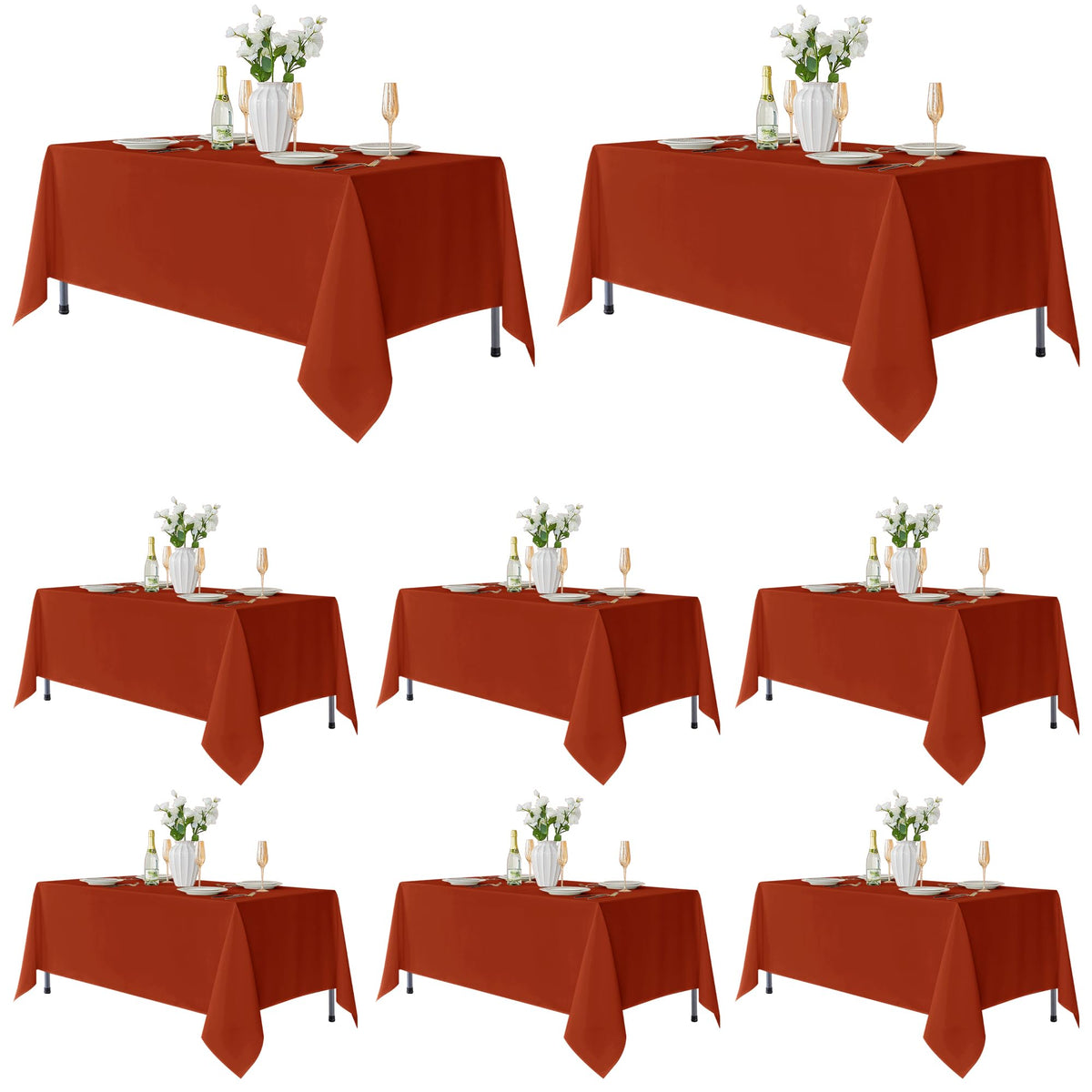 Fitable 6 Pack Black Tablecloths 70x120 Inch for 6-8 Ft Rectangle Tables