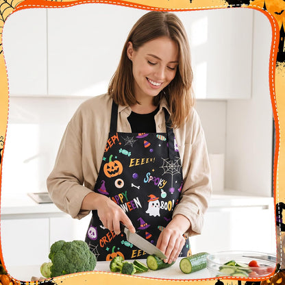Halloween Apron Waterproof Spooky Pumpkin Cooking Aprons