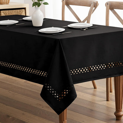 MIULEE Pink Rectangle Tablecloth with Decorative Cutouts 52x70 Inch