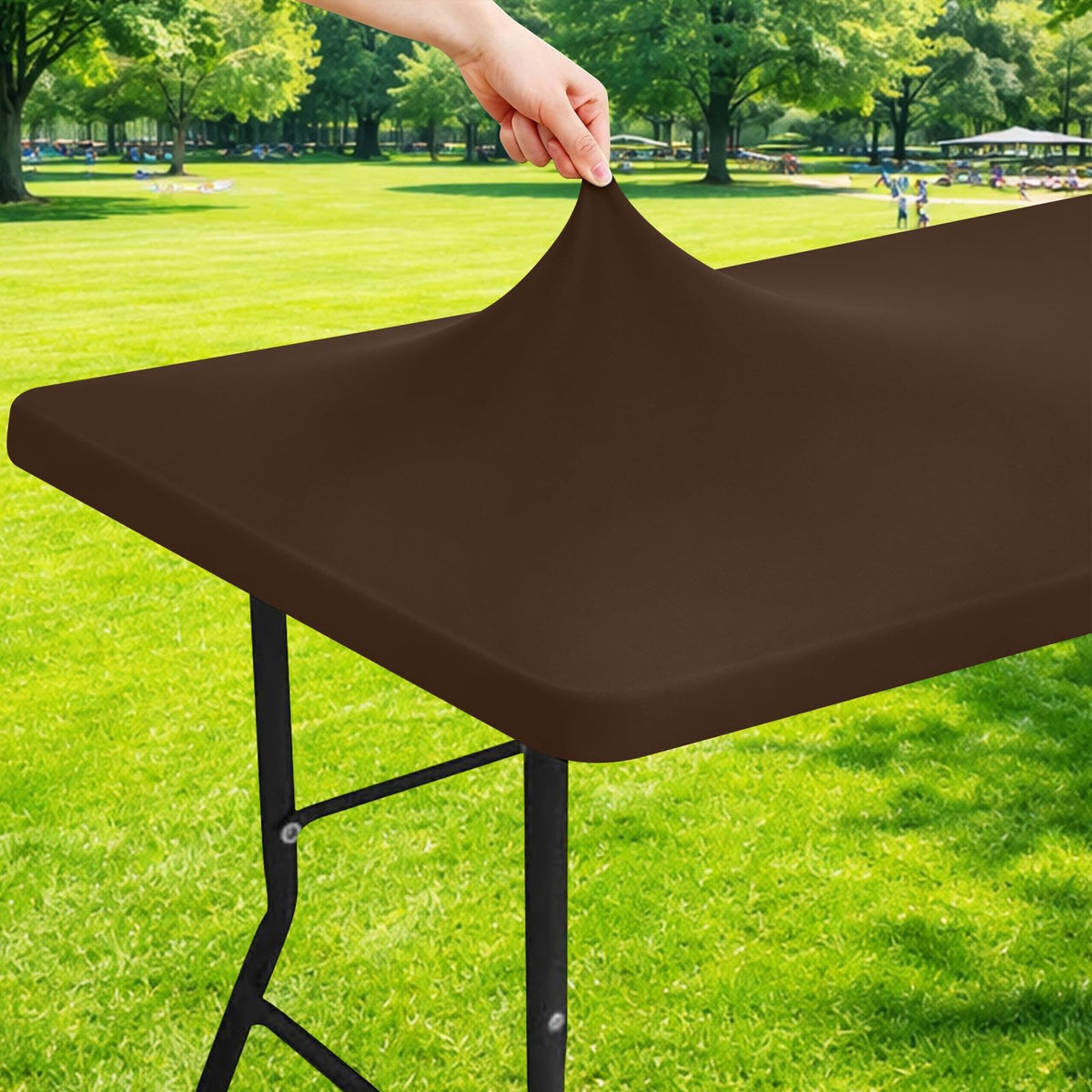 Moosfor Rectangle Spandex Fitted Table Cloth, 6FT Elastic Tablecloth