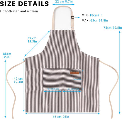 BeLuyi Adjustable Bib Apron with 2 Pockets Chef Cooking Kitchen Restaurant Aprons for Women Men