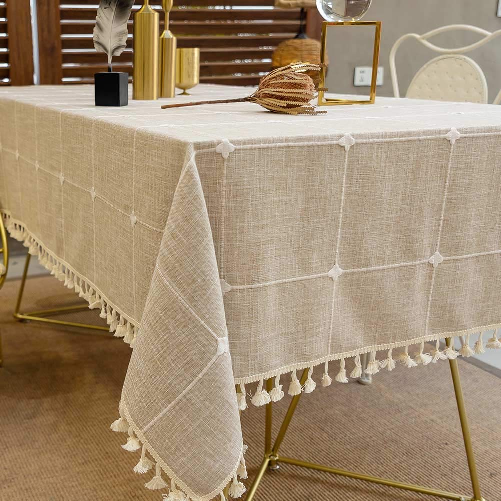 Deep Dream Tablecloth, Embroidered Waterproof Table Cloth Cotton Linen Wrinkle Free Anti-Fading Tablecloths Washable Dust-Proof Table Cover for Kitchen Dinning Party Christmas, 55 x 70 Inch - New Gray