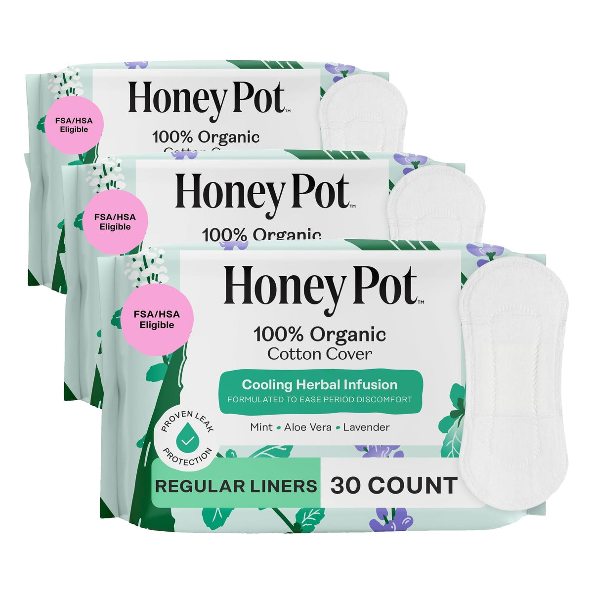 The Honey Pot Company - Cooling Herbal - Overnight - Pads for Women