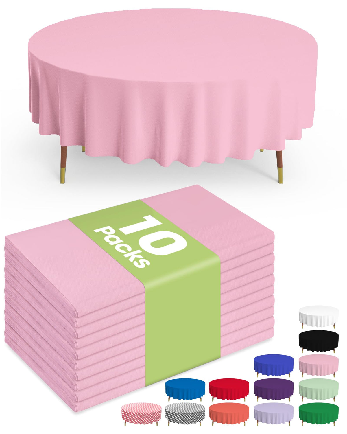 Pureegg Plastic Table Cloth Disposable 10 Pack, 54 x 108 Inch Table Cloths, Easter Party, Valentines, Mothers Day Decorations, Tablecloths, Rectangle, Pastel Plastic Cover, Leakproof & Sturdy, Pink