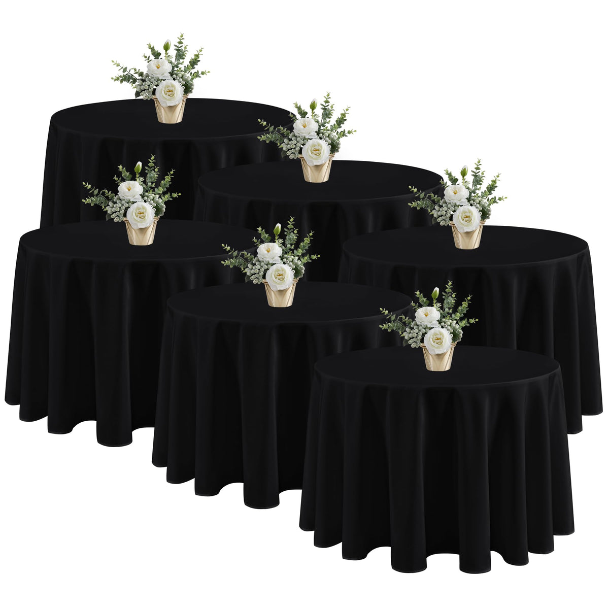 Fitable 6 Pack Black Tablecloths 70x120 Inch for 6-8 Ft Rectangle Tables