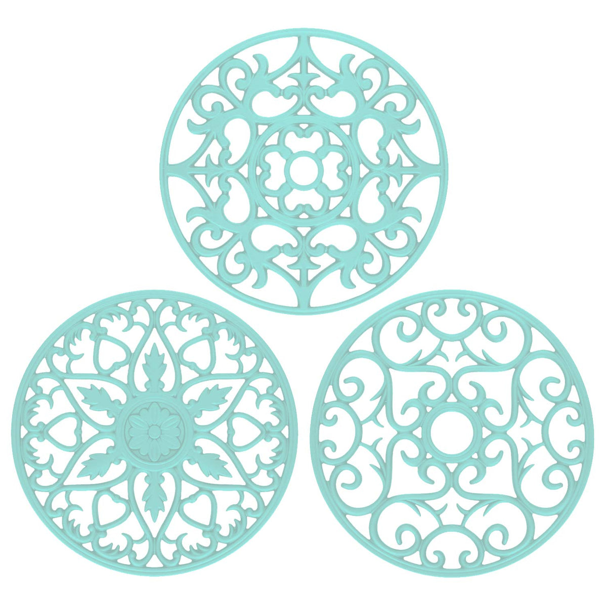 ME.FAN Trivets for Dishes/Pots/Pans, 3 Pcs Silicone Mats, Flexible/Durable/Non Slip Hot Pads to Protect Table and Counter Top (Desert Sage)
