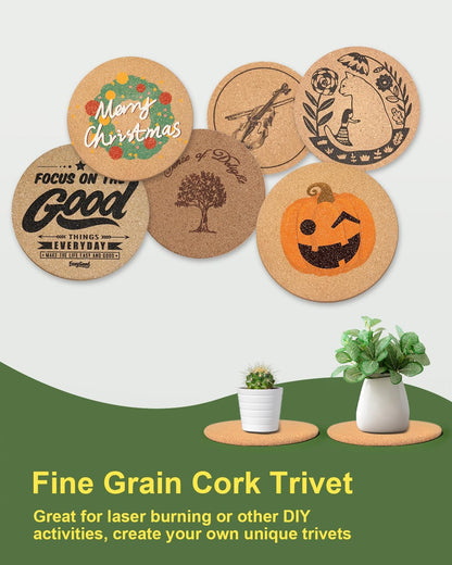 4 PCS Heat Resistant Cork Trivets for Hot Dishes, Hot Pots and Pans