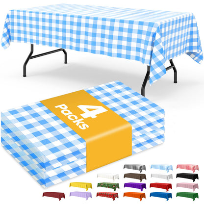 Niuara Black Plastic Table Cloth Disposable, 4 Pack, 54 x 108 in