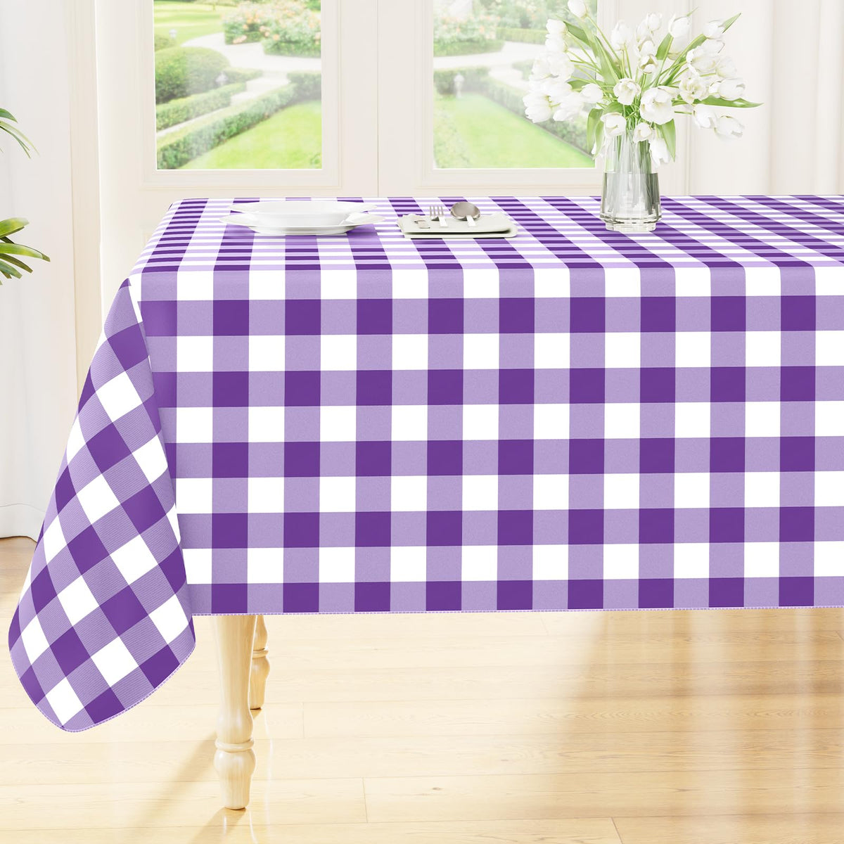 Smiry Picnic Table Cloth, Vinyl Tablecloths with Flannel Backing, 60"x84"