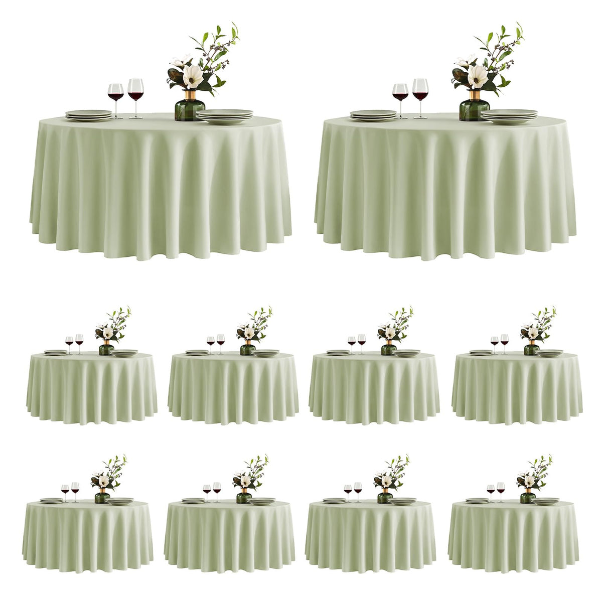 VidaFete 6 Pack 120inch Round Tablecloth Polyester Table Cloth, White