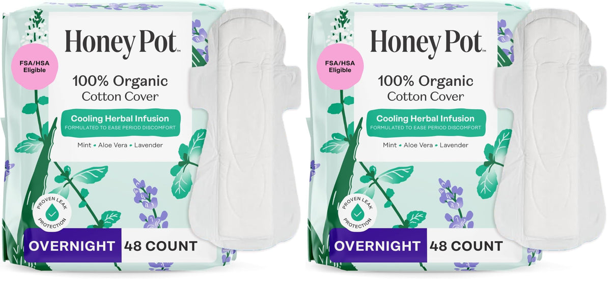 The Honey Pot Company - Cooling Herbal - Overnight - Pads for Women