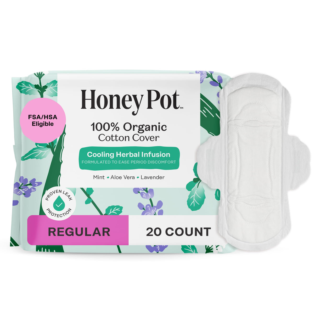 The Honey Pot Company - Cooling Herbal - Overnight - Pads for Women