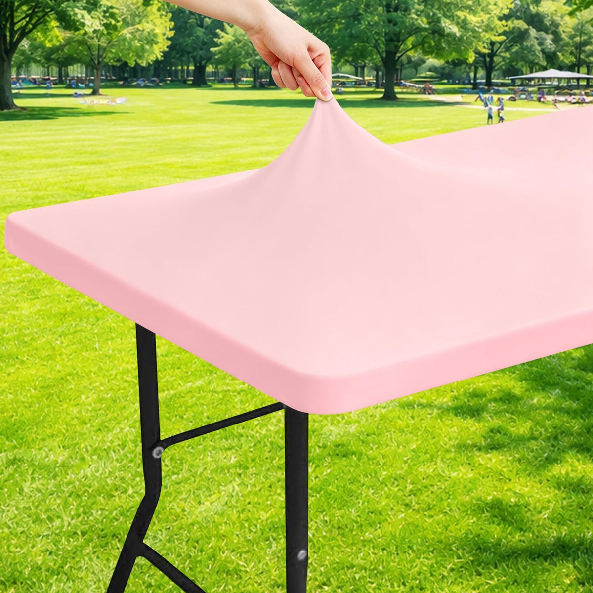Moosfor Rectangle Spandex Fitted Table Cloth, 6FT Elastic Tablecloth