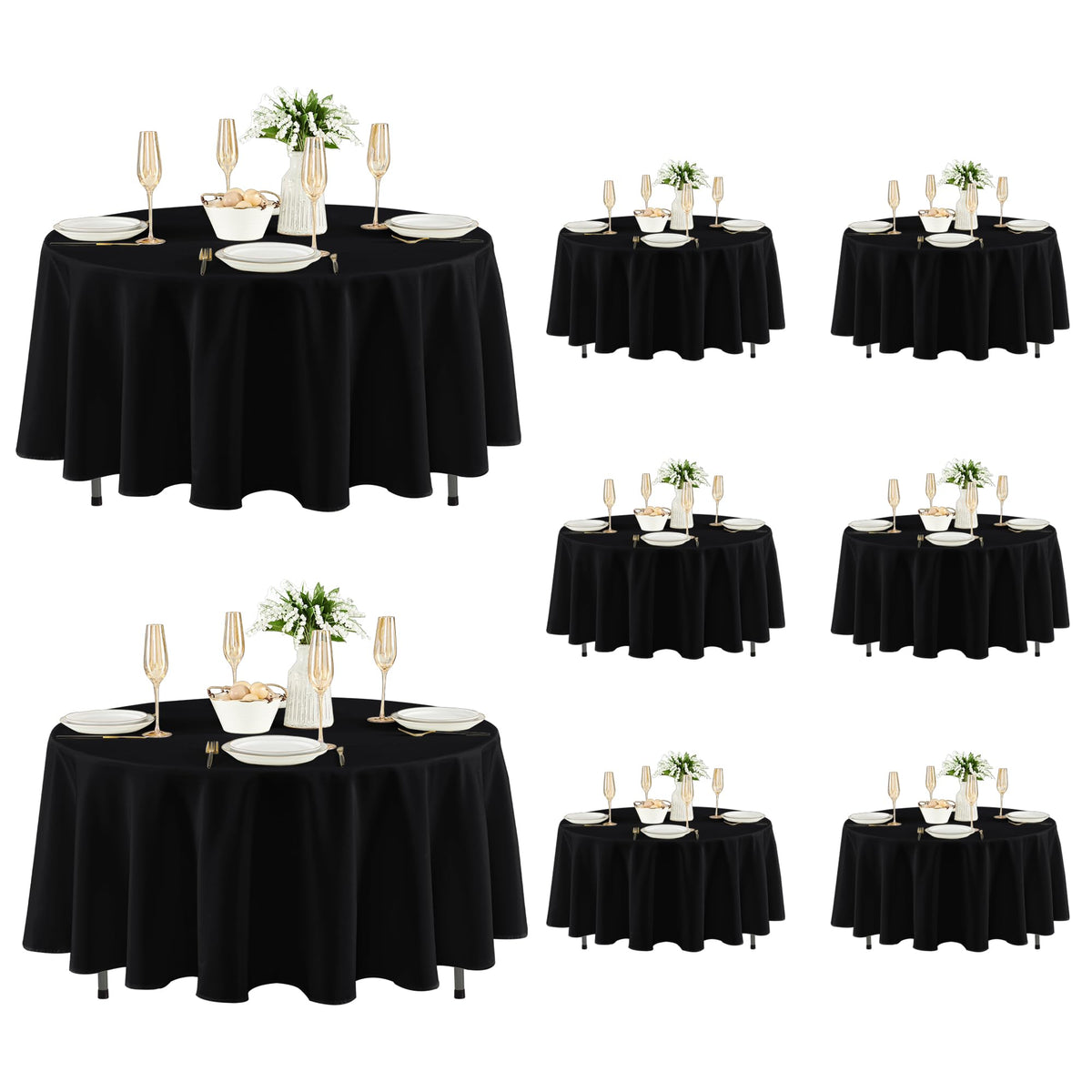 Fitable 6 Pack Black Tablecloths 70x120 Inch for 6-8 Ft Rectangle Tables