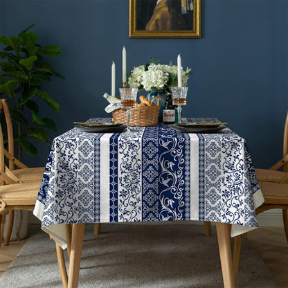 Rectangle Tablecloth - 60 x 120 Inch Blue Bohemia Rustic Tablecloth Classic French Country Printed Table Cover Farmhouse Decoration, Suitable for Home, Kitchen Dining