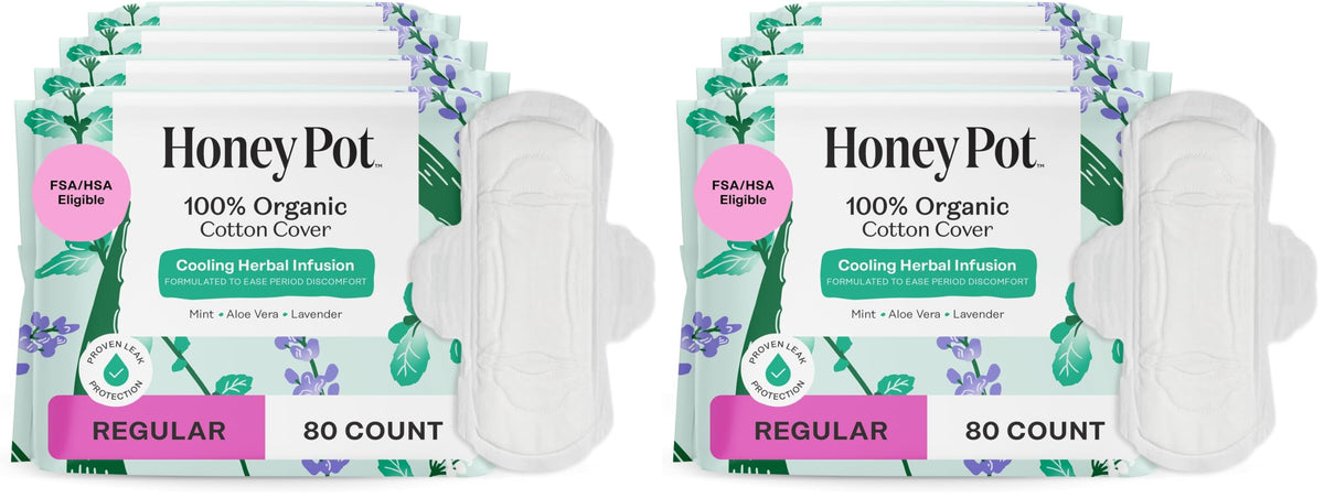 The Honey Pot Company - Cooling Herbal - Overnight - Pads for Women