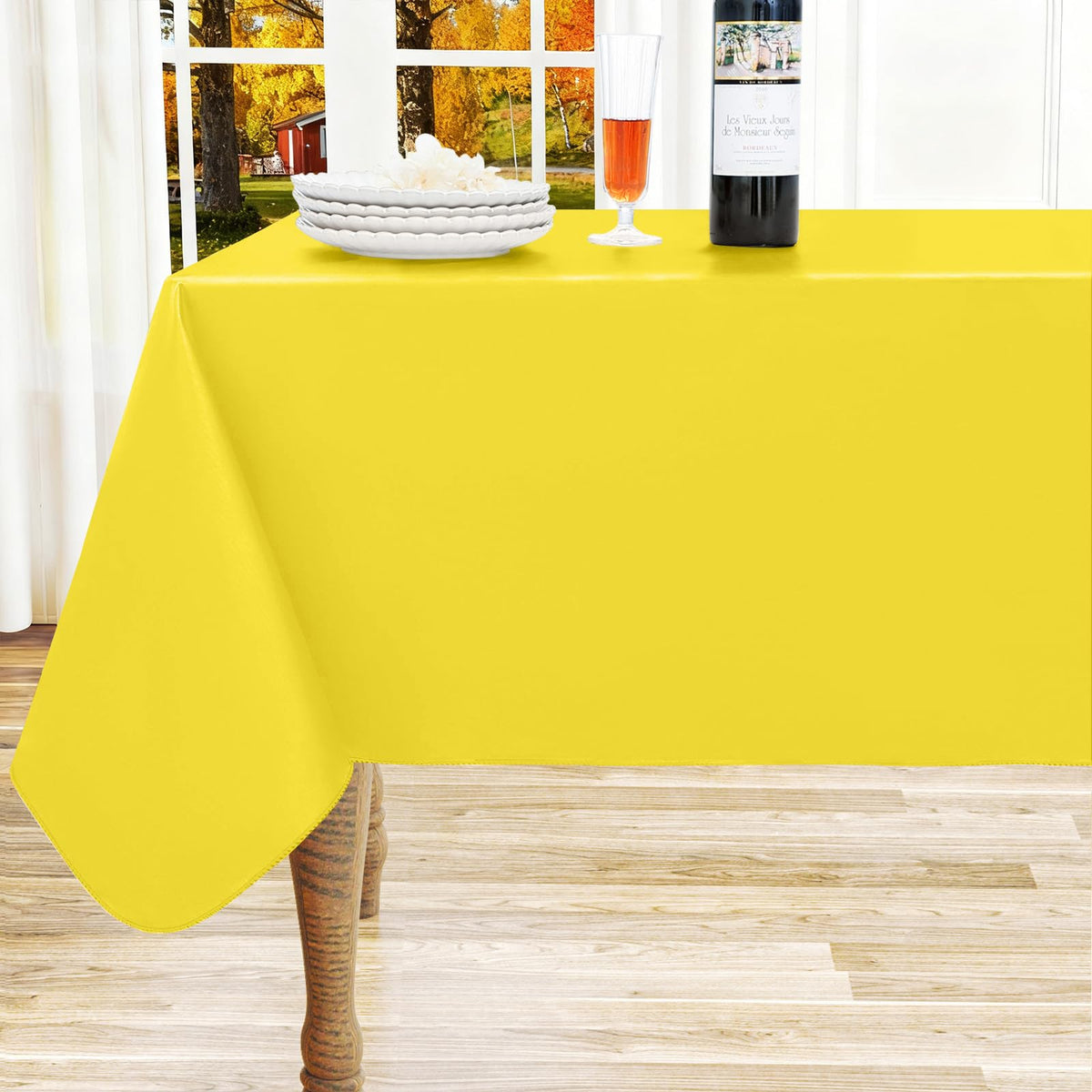 homing Rectangle Black Vinyl Waterproof Tablecloth with Flannel Backed