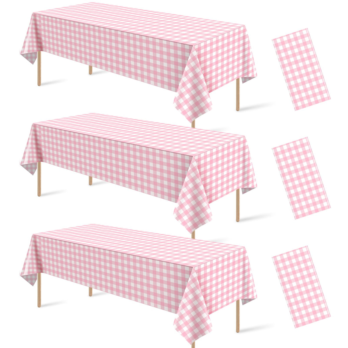 3 Pcs Sage Green Gingham Tablecloths, Checkered Table Covers 54 x 108 Inch