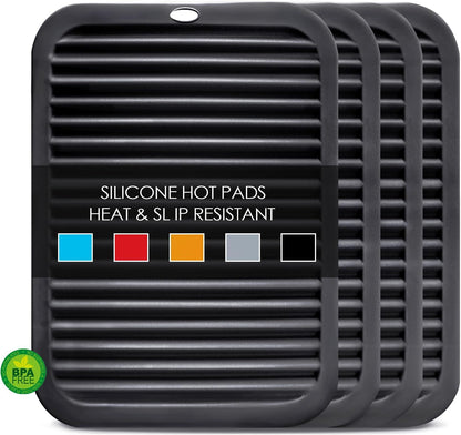 6 Pack Silicone Trivet Mat, Silicone Trivets for Hot Pots and Pans, Multipurpose Non-Slip & Heat Resistant Silicone Hot Pad for Kitchen Counter