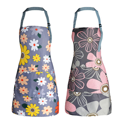 Apron for Women with Pockets, Adjustable Waterproof Floral Chef Aprons for Kitchen, Gardening, Cooking, BBQ or Baking