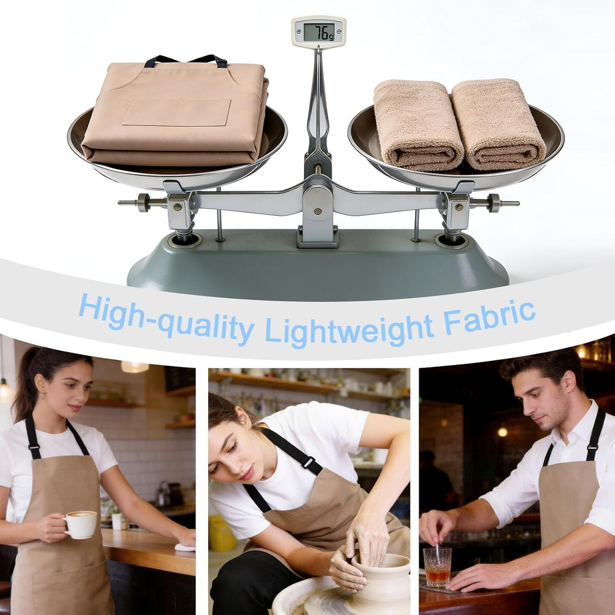 2 Pack Kitchen Aprons, Waterproof and Oil Resistant with 2 Pockets, Adjustable Neck Strap for Chef Apron
