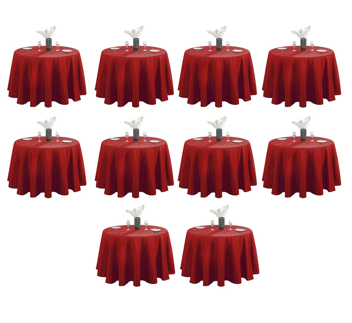 VidaFete 6 Pack 120inch Round Tablecloth Polyester Table Cloth, White