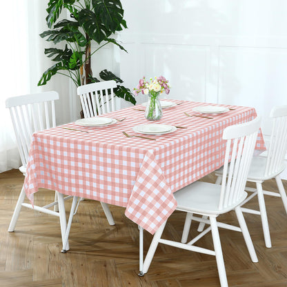 Romanstile Rectangle Vinyl Tablecloth, 100% Waterproof Buffalo Gingham Plastic Table Cloth, Heavy Duty Wipeable Checkered Table Covers for Outdoor, Camping, Picnic, Patio - 54 x 78, Light Blue
