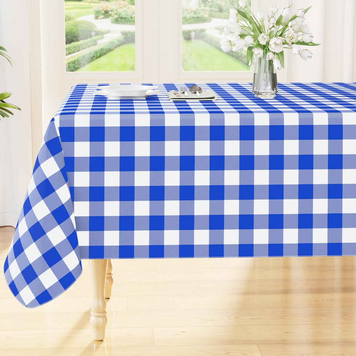 Smiry Picnic Table Cloth, Vinyl Tablecloths with Flannel Backing, 60"x84"