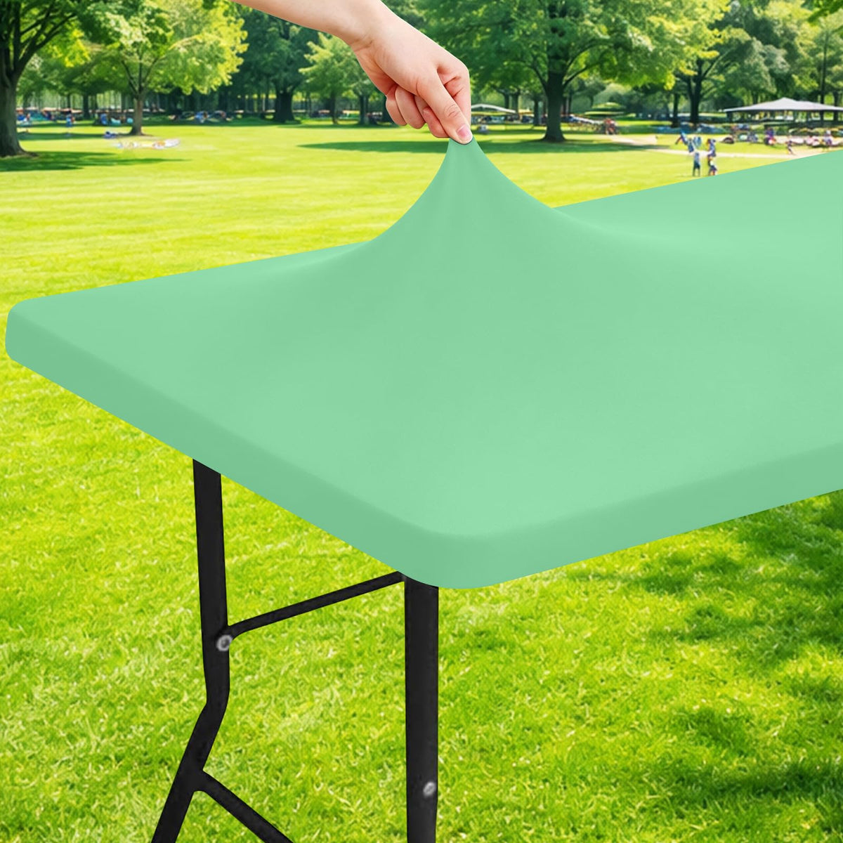 Moosfor Rectangle Spandex Fitted Table Cloth, 6FT Elastic Tablecloth