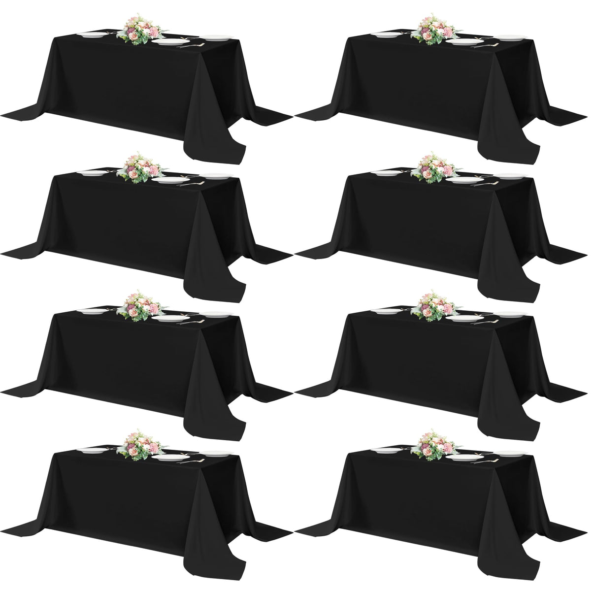 sancua Rectangle Tablecloth, 60 x 84 Inch, Black