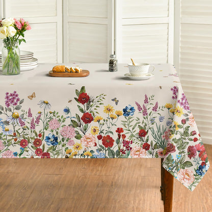 Horaldaily Spring Tablecloth 60 x 120 Inch Rectangular Flowers Brown