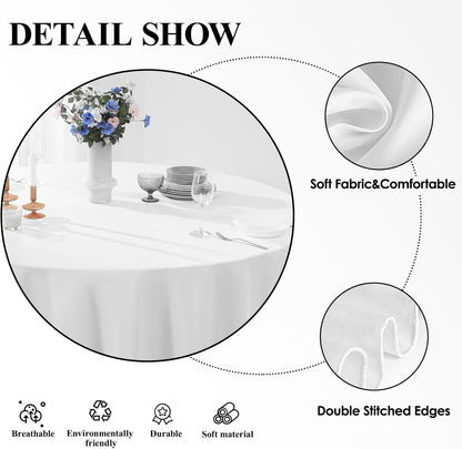 6 Pack White Round Tablecloths 120 Inch for Dining Tables