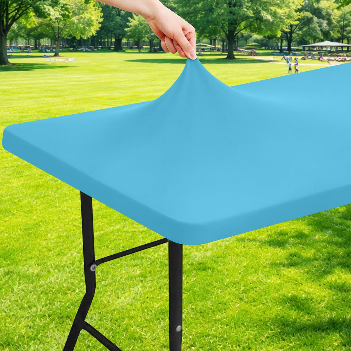 Moosfor Rectangle Spandex Fitted Table Cloth, 6FT Elastic Tablecloth